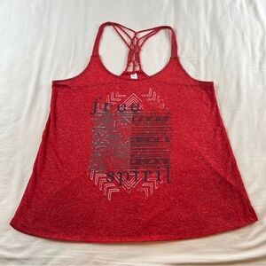 No Boundaries Free Spirit Red White Blue Racerback Macrame Tank Top Women’s XL